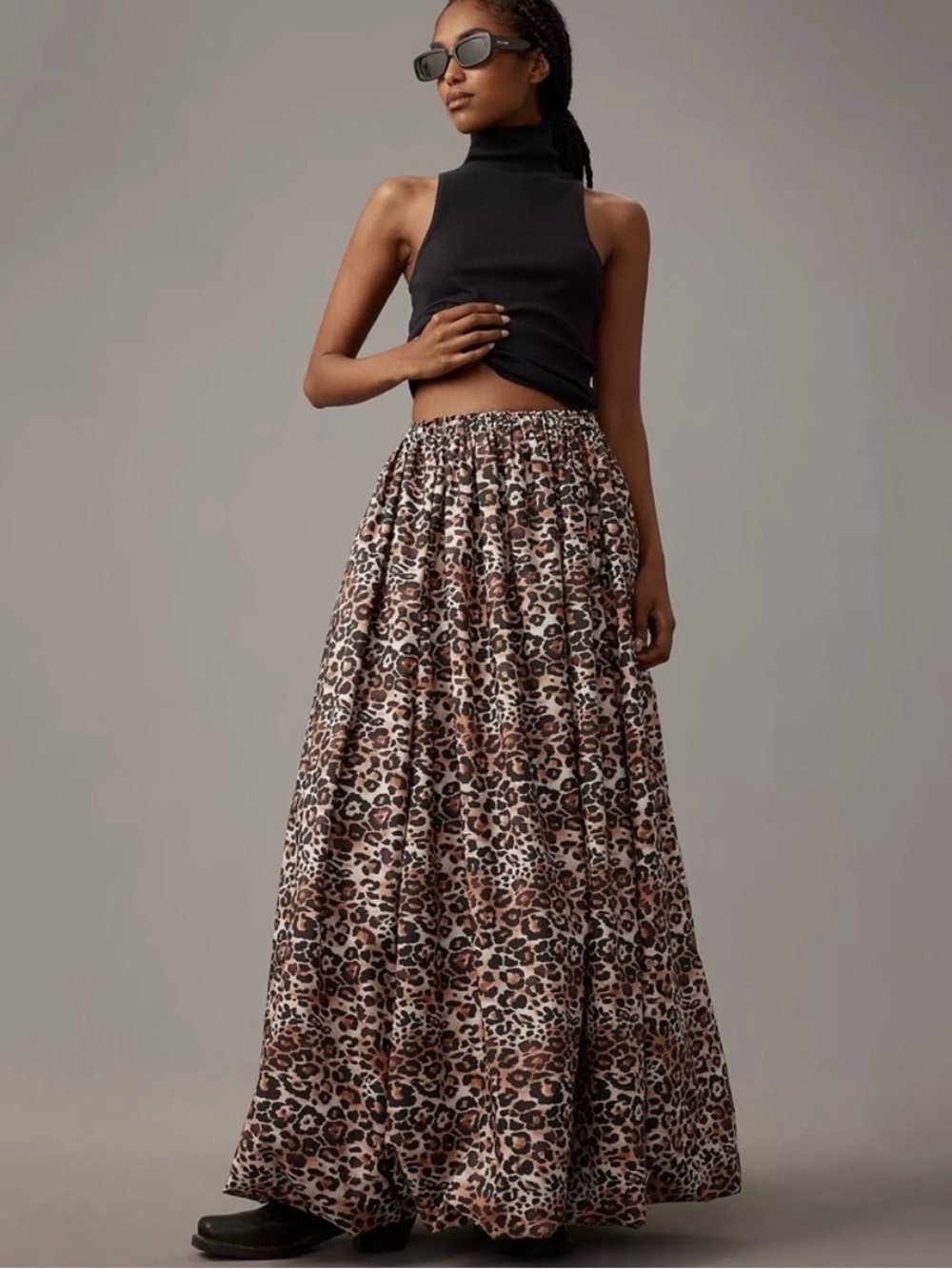 Anthropologie Maeve Bubble Maxi Skirt in Leopard Print NWT